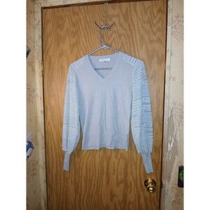 Siani Milano Sweatshirt Womens Size XS Gray Peasant Ruffle Sleeves Crop Top